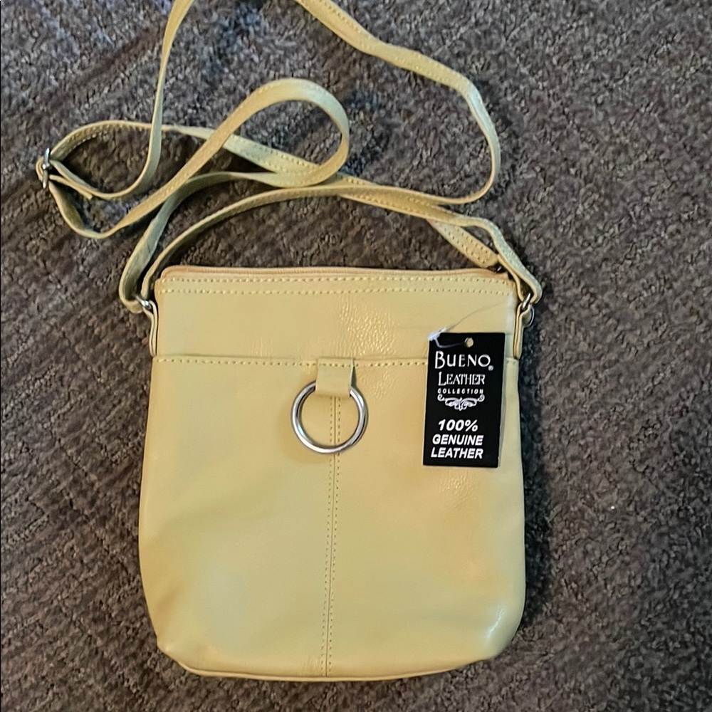 Bueno  Tan leather Crossbody Bag with ring detail NWT